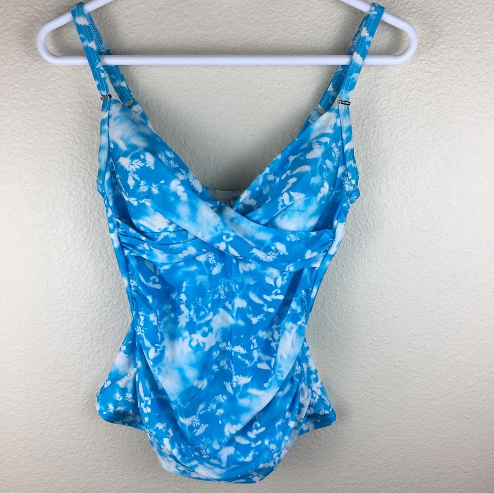 Calvin Klein Swimwear Blue White Twist Front Tankini Top Size XS